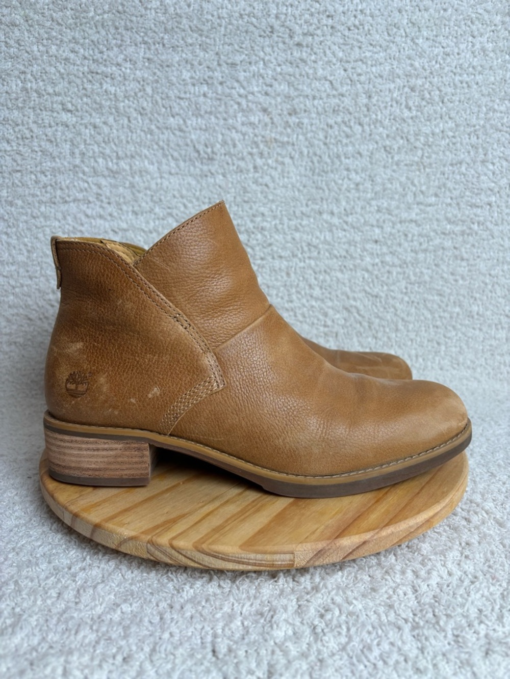 Timberland Boots Womens 8.5 Tan Beckwith Side Zip Chelsea Leather Ankle Bootie